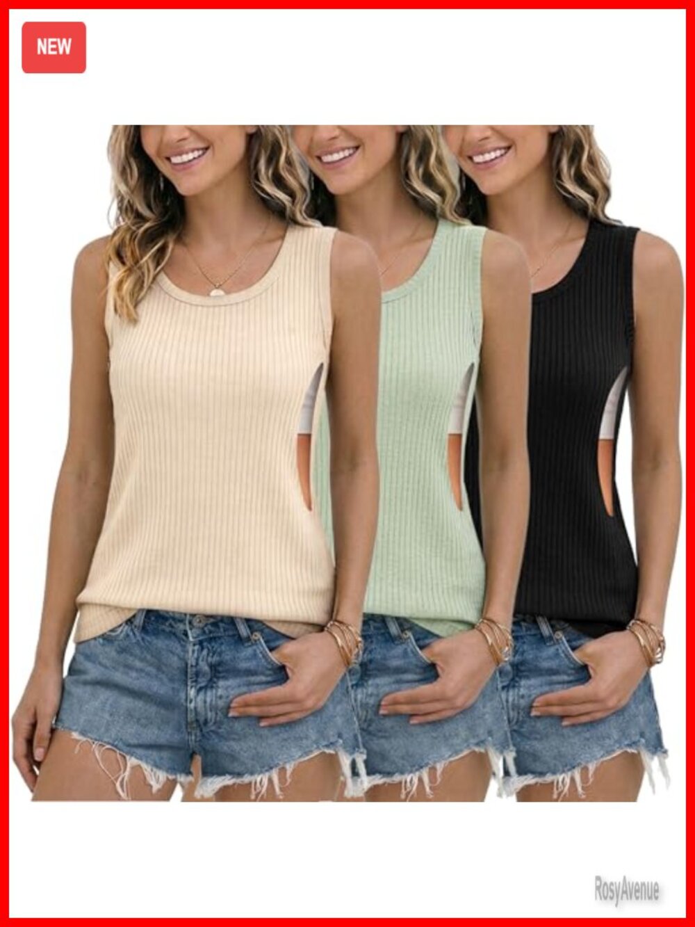 Nursing Tank Top Ribbed Breastfeeding Shirt Hidden Zipper Sleeveless